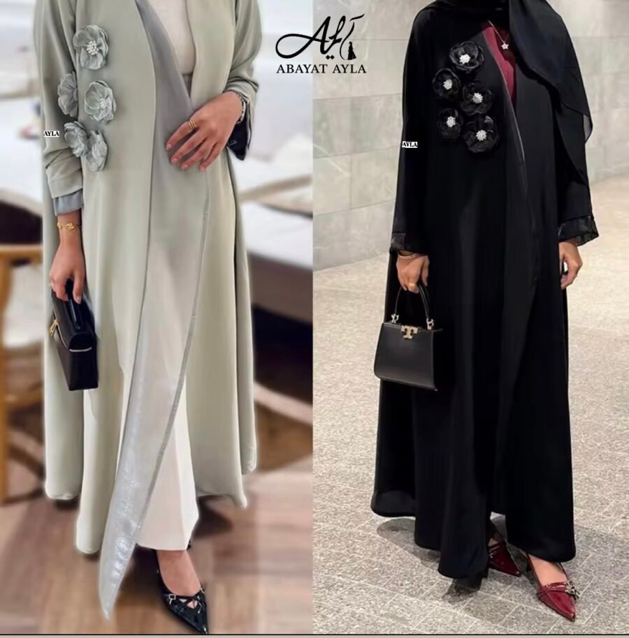 عباية أنيقة بورود بارزة