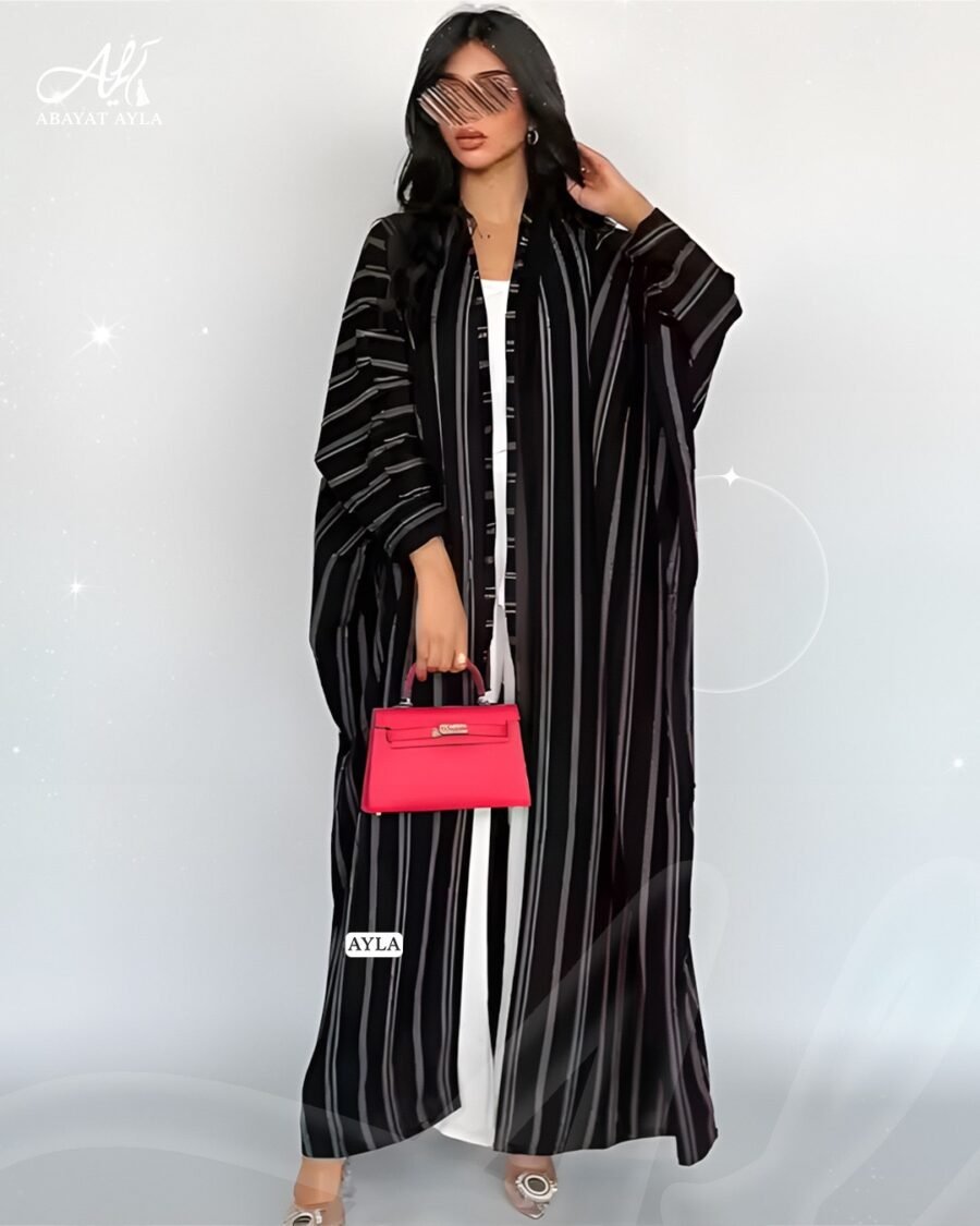 ⁦عباية بخطوط طولية أنيقة⁩ - الصورة ⁦4⁩